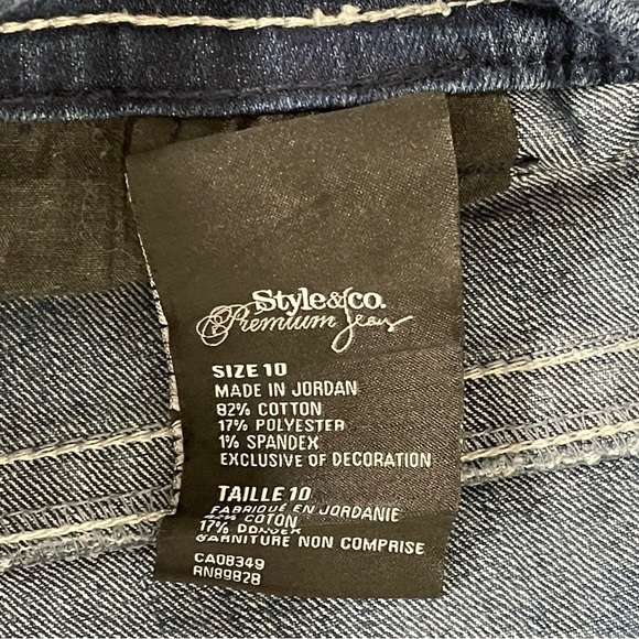 Style & Co. Denim Jeans Barely Boot Dark Wash Rhinestones Women’s Size 10 - Picture 12 of 13